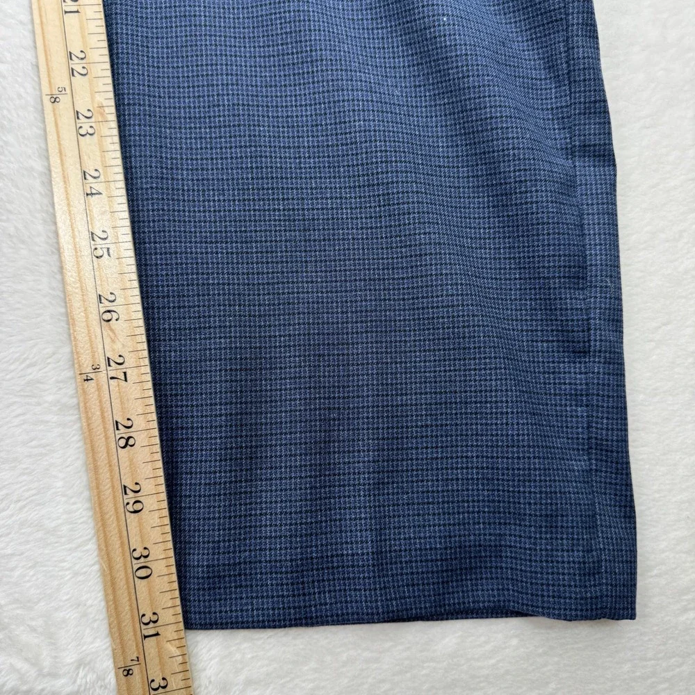 Lauren Ralph Lauren Dress Pants Mens 38 Navy Blue Houndstooth Flat Front Slim